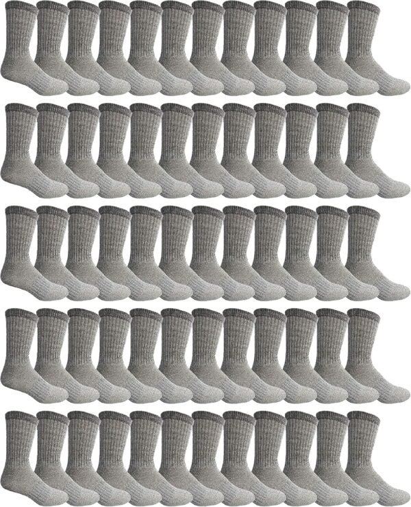 60 Pair Pack Bulk Merino Wool Thermal Boot Socks, Cold Resistant Camping Socks